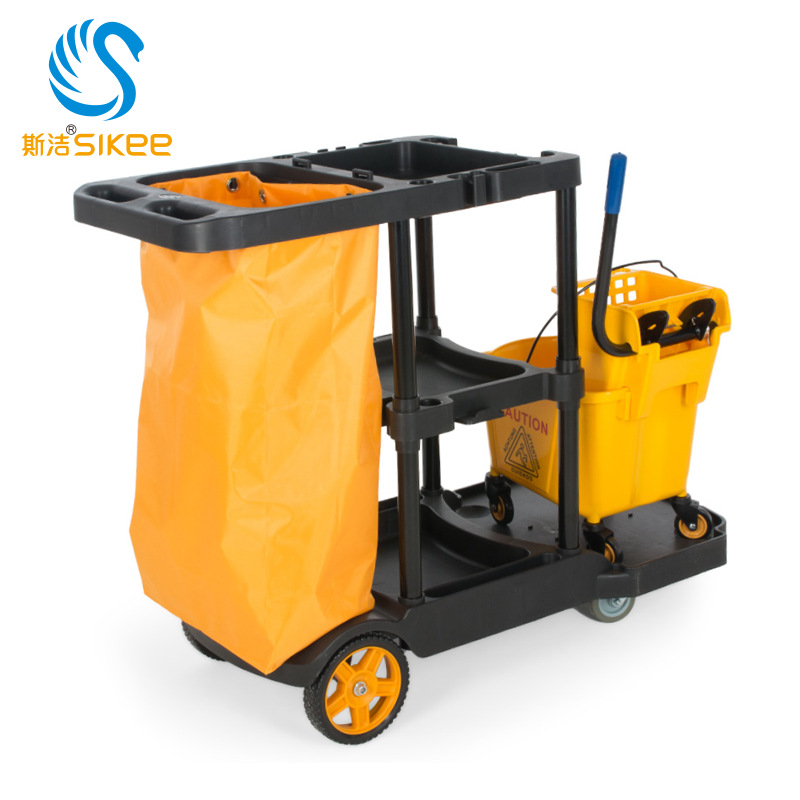斯洁垃圾清洁工具收纳手推车酒店物业食堂餐厅车站保洁清理服务车