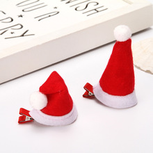 圣诞小帽子发夹儿童地摊扫码礼品红色生日喜庆发饰节日头饰鸭嘴夹