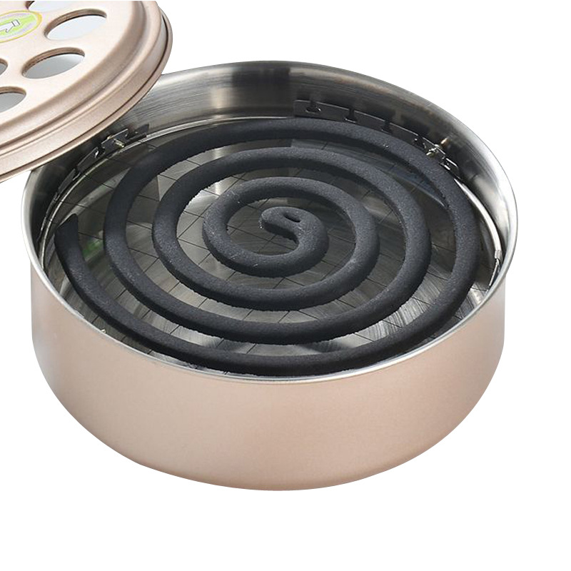 不锈钢蚊香盒携式蚊香盘檀香带盖驱蚊盒蚊香防火卫生托盘礼品