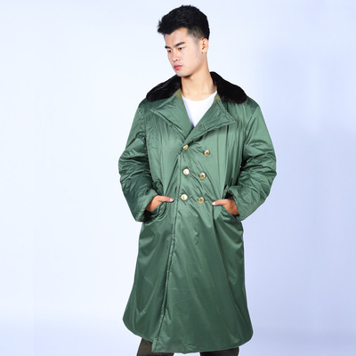 现货供应毛领军大衣防水布 棉 男女均适合 冬季保暖防风军大衣
