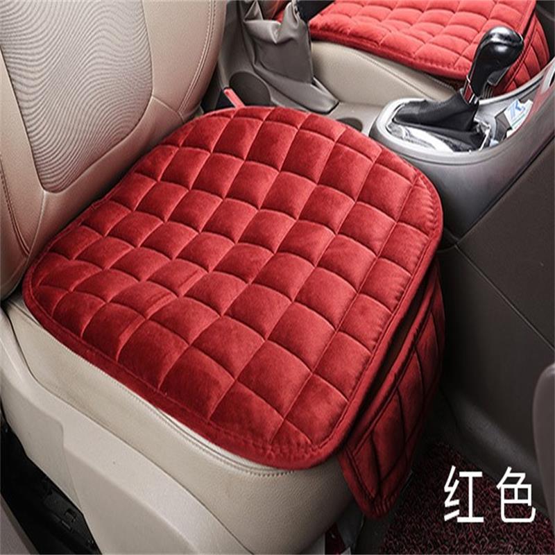 Car Cushion Winter Three-Piece Single Piece Non-Backrest Plush Front Seat Cushion Non-Slip Tie-Free Car Supplies-Plaid