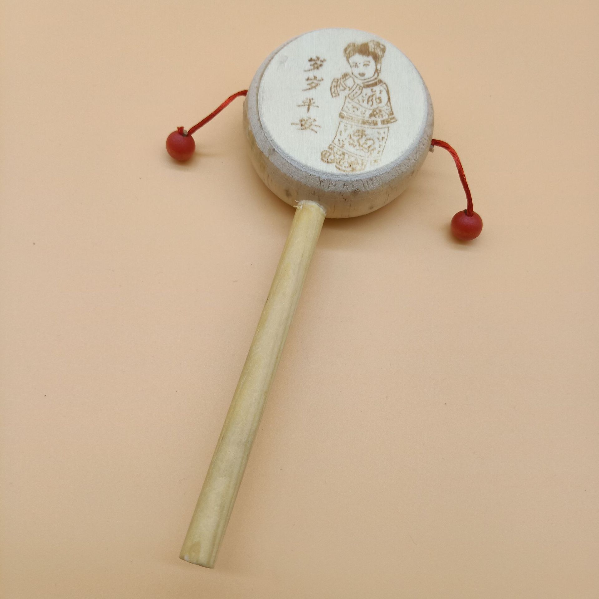 小号木头拨浪鼓宝宝敲击乐器儿童传统手摇鼓婴儿玩具2元店批发厂