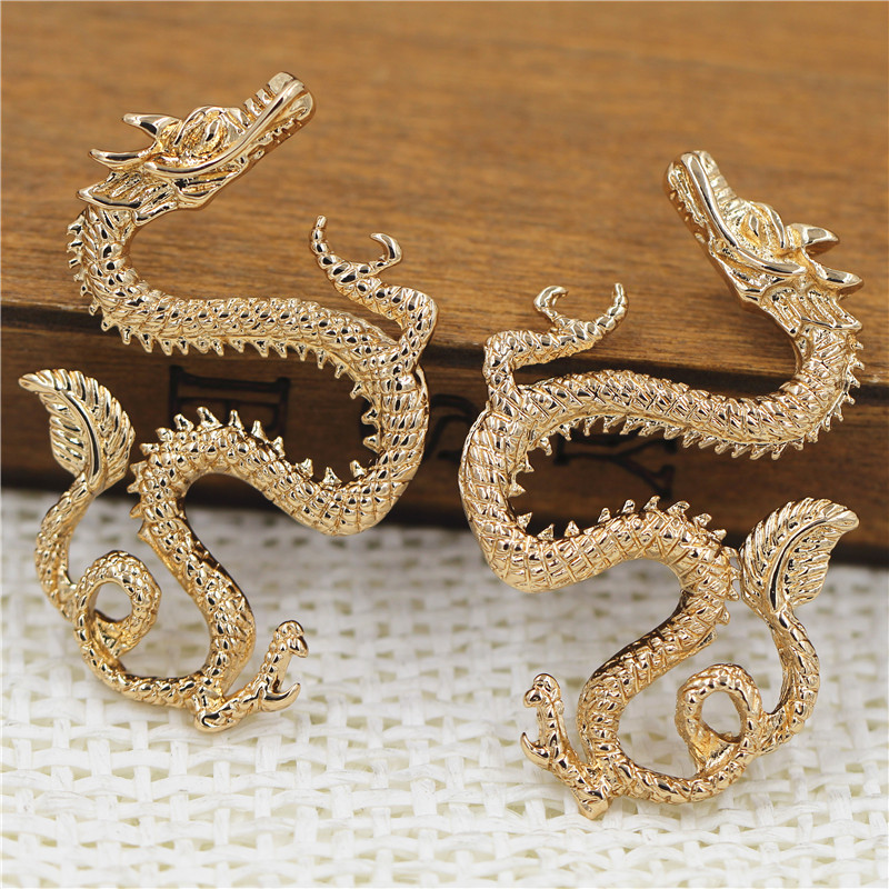 30*47mm铸铜龙挂件分左右 diy古风发簪头饰材料配件