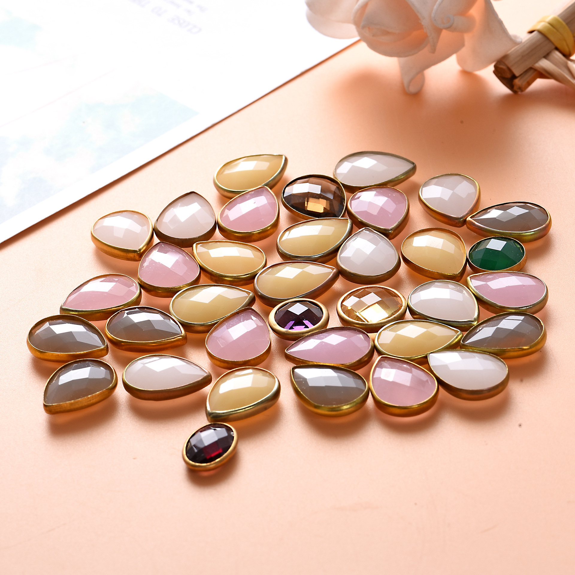 diy饰品配件水滴钻圆形钻婚纱饰品钻饰电镀包边吊服饰时饰品配件