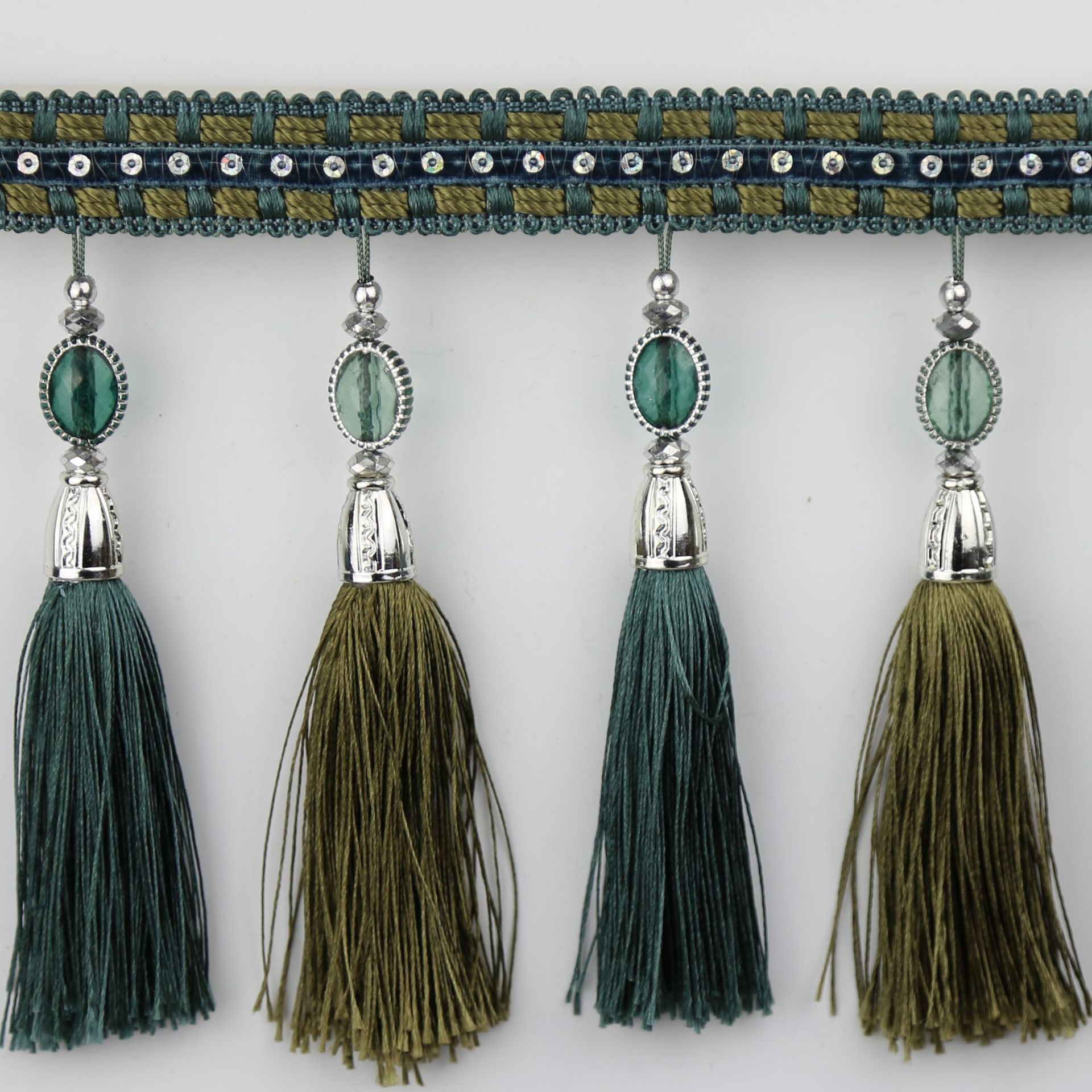 厂家供应高档双色水晶吊穗窗帘花边 欧式流苏边 厂家批发