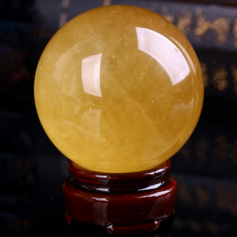 黄色水晶球 风水摆件 黄色冰洲石方解石圆球水晶饰品 厂价批发