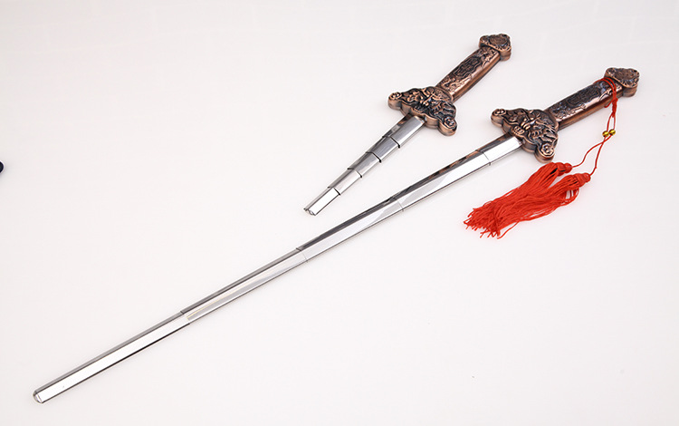 太极剑双伸缩剑木兰双剑健身折叠武术表演剑道具收缩晨练剑未开刃