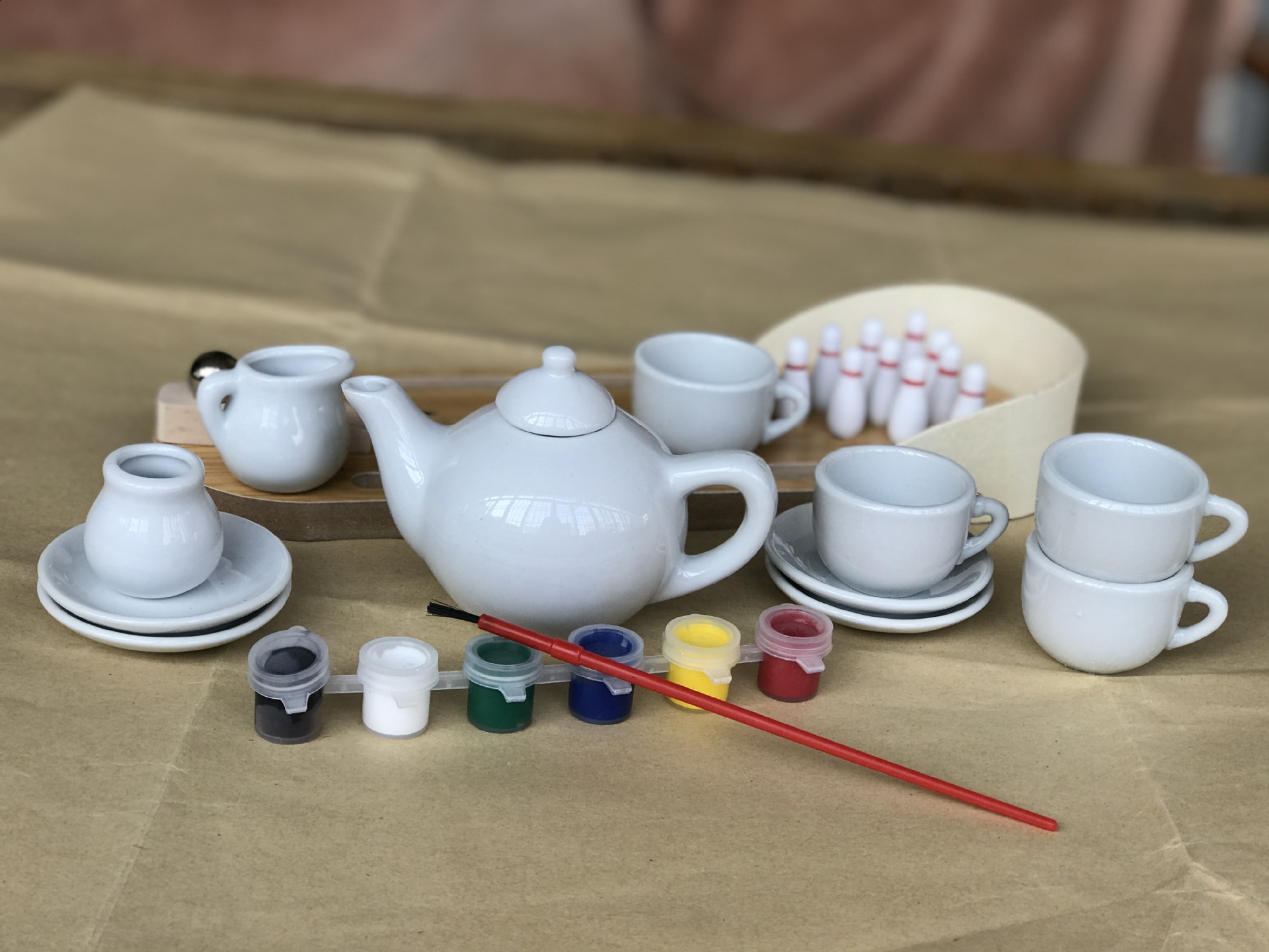diy儿童涂颜色白胚陶瓷 过家家益智玩具 茶具套装