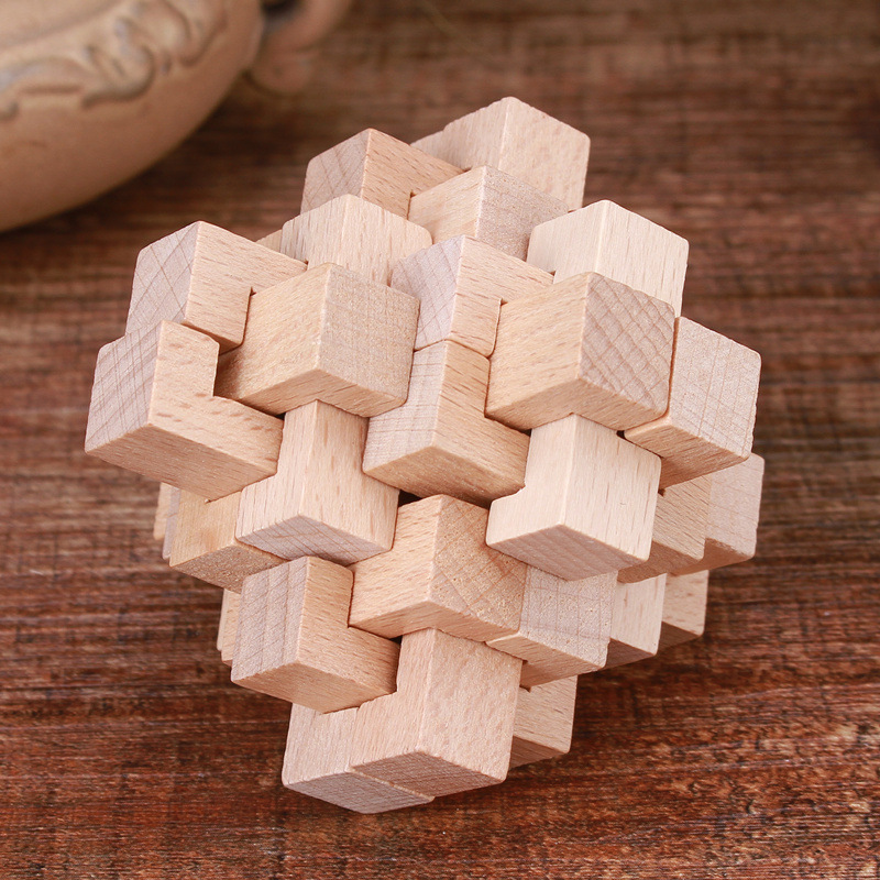 益智成人儿童解锁节日礼品鲁班锁木制玩具孔明锁榉木二十四锁