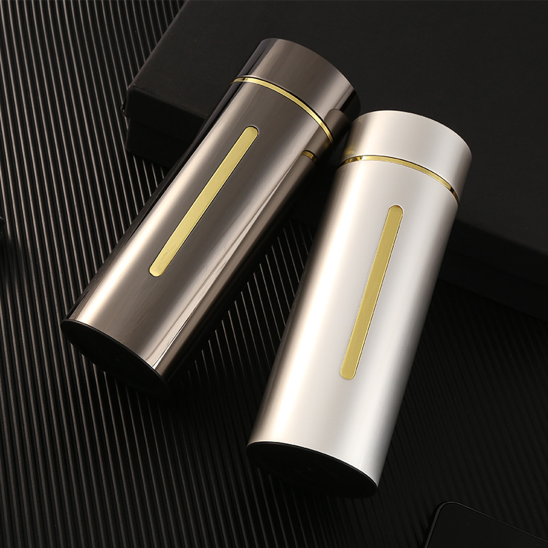 银杯保温杯男士女高档礼品银离子保健养生银水杯茶杯竖条银保温杯