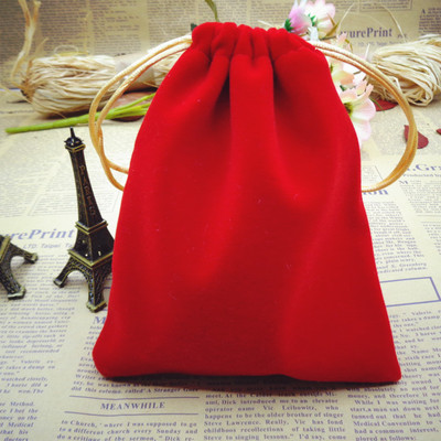 生产定制大红色束口绒布袋针织底短毛长毛绒珠宝首饰收纳包装袋