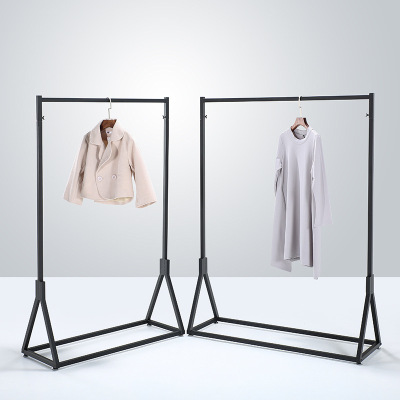 铁艺服装挂衣架子简约陈列架服装店展示架落地高档婚纱架实木侧挂