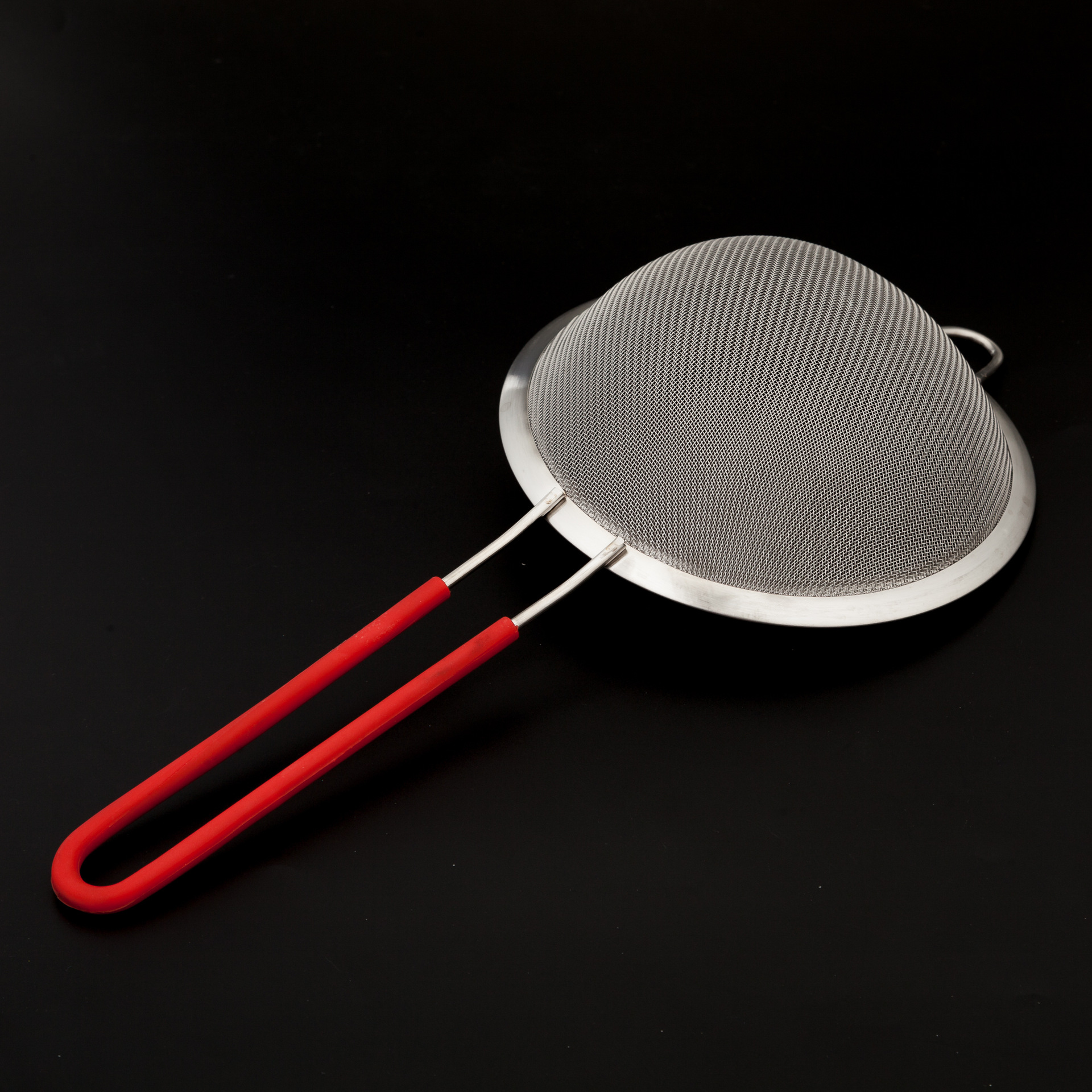 12cm防烫漏勺 燕窝不锈钢宽边油勺/油格/油捞 红色手柄