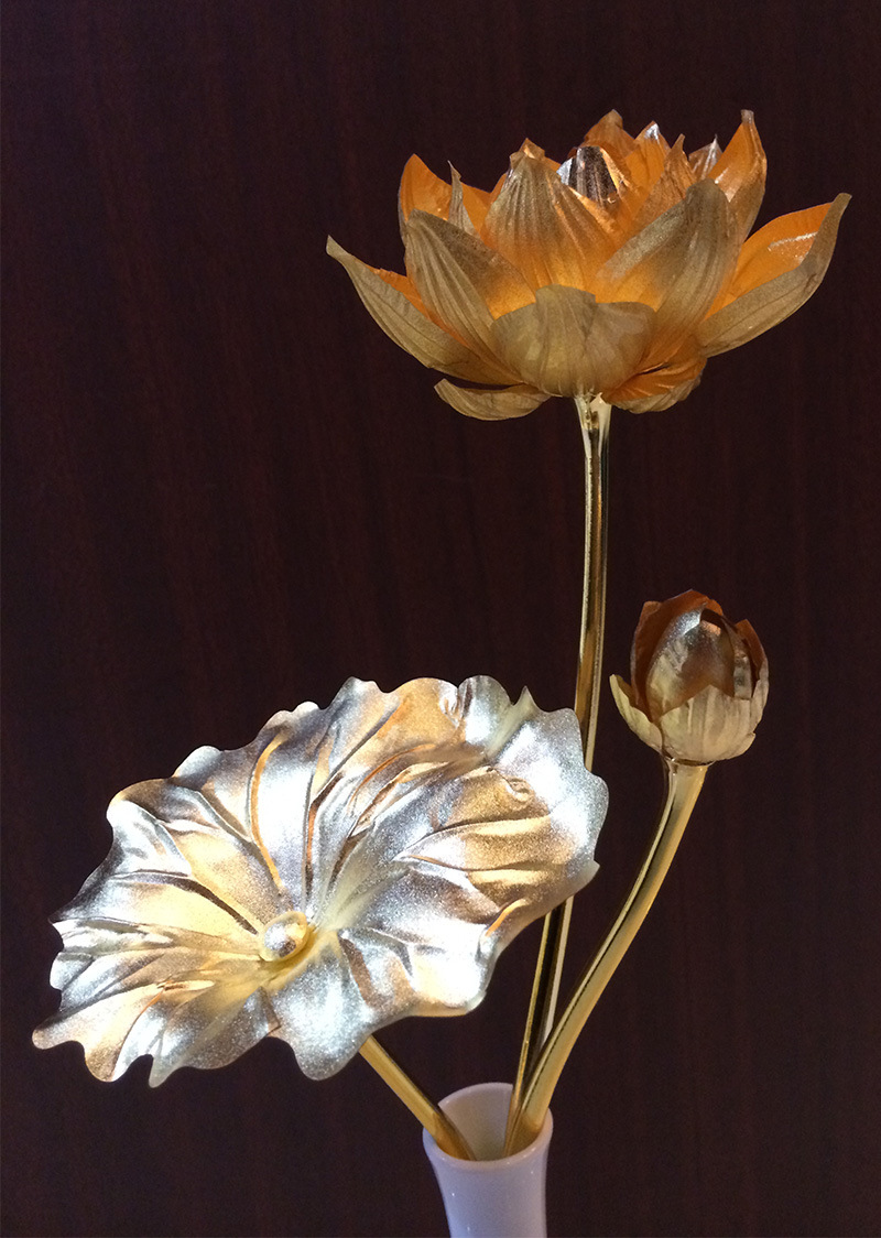 佛教用品供品24k金莲花黄金箔莲花金莲花金箔花礼物厂家直销批发