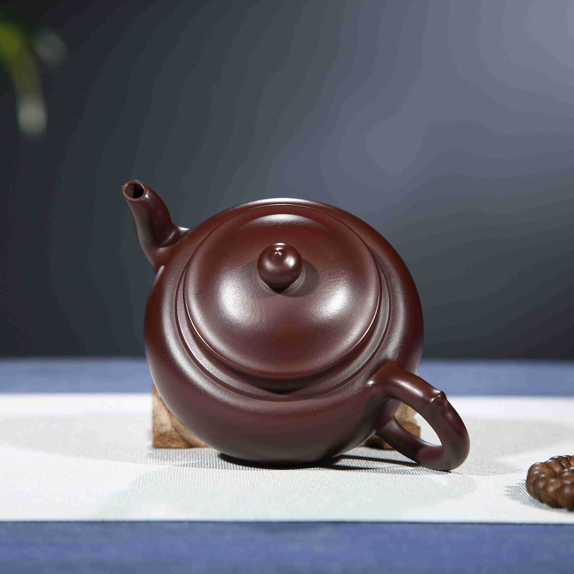 笑樱壶 宜兴紫砂壶名家全手工原矿原矿紫朱泥约260ml茶壶茶具代发