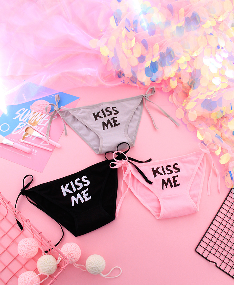 日系字母kiss me二次元胖次动漫绑带胖次萝莉少女软妹内裤c008-5