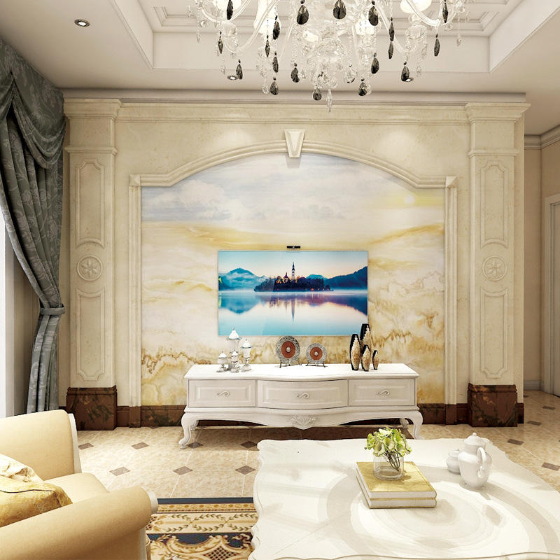 仿大理石瓷砖微晶背景墙 客厅人造石电视背景墙 高温烧石材定制