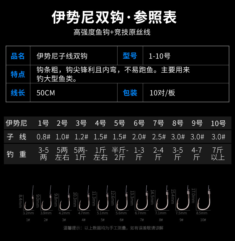 鱼钩套装绑好的成品子线双钩仕挂伊势尼金袖伊豆新关东子线组
