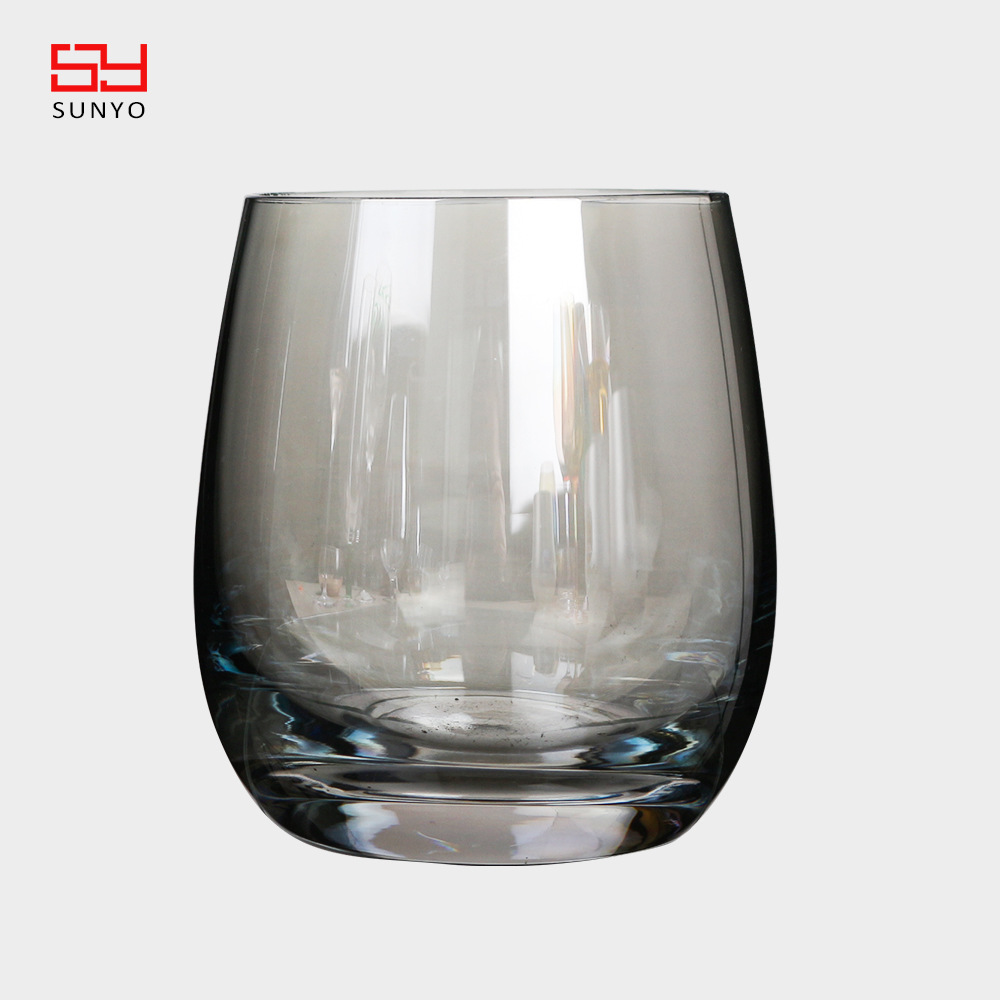 现货无铅钠钙玻璃酒杯离子镀烟灰色玻璃杯玻璃红酒杯烈酒杯