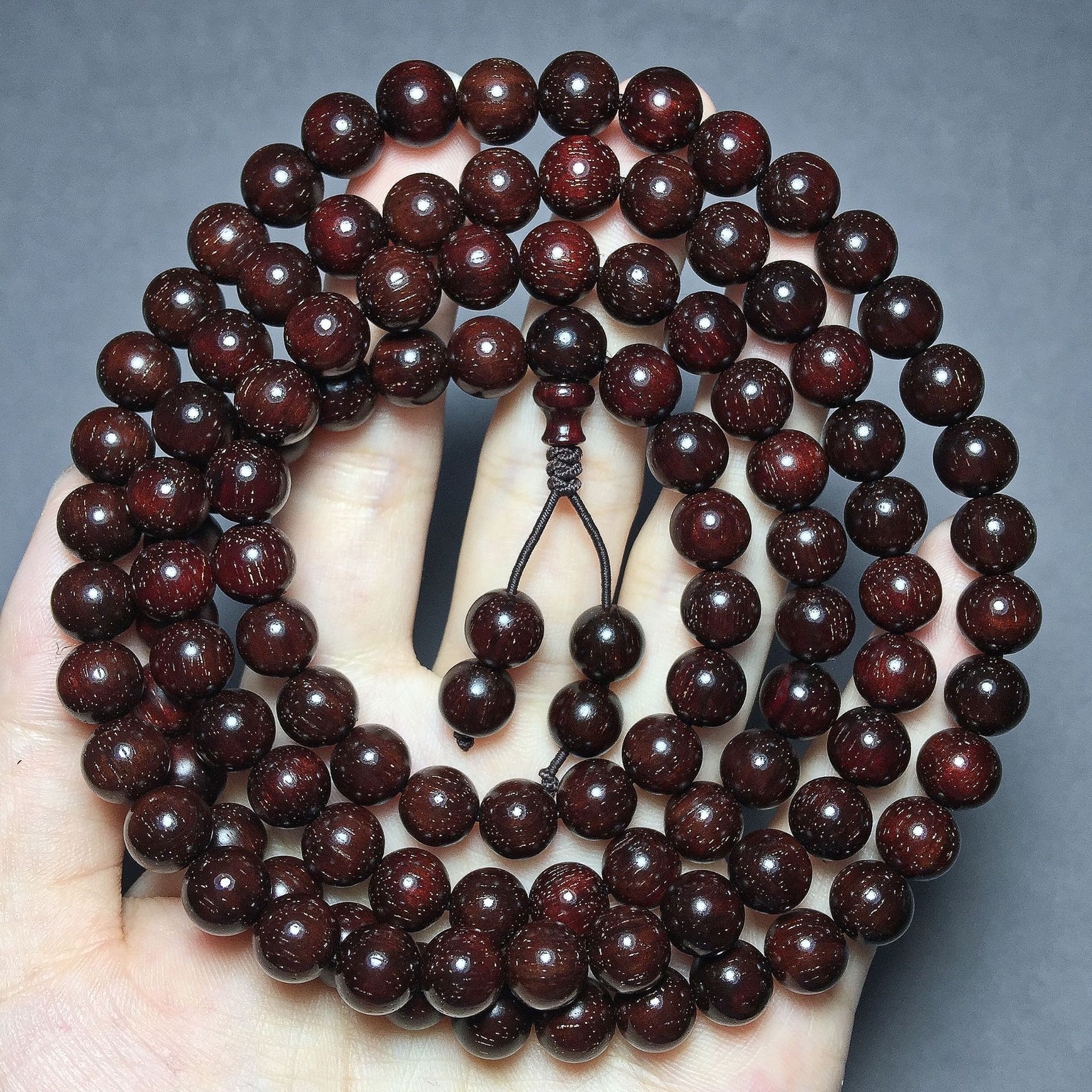 一件代发印度小叶紫檀8mm108颗老料大满金星略包浆男女款佛珠手链