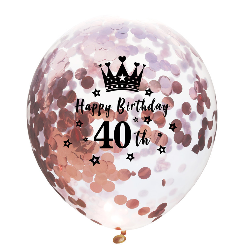 12寸透明数字纸屑气球 30 40岁生日快乐气球 confetti balloon