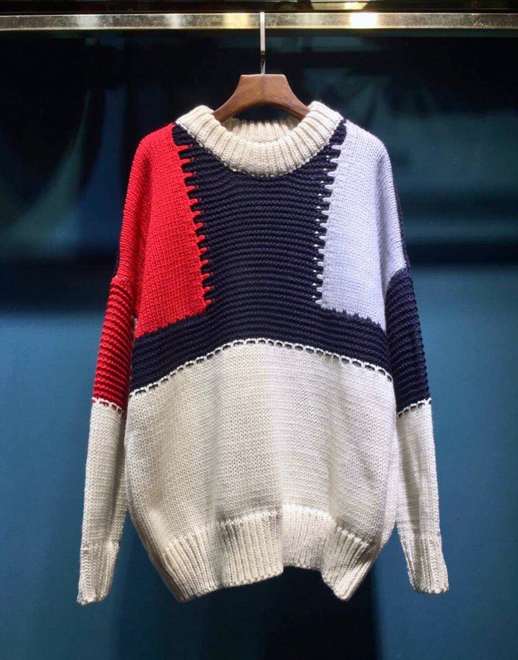新款拼色毛衣撞色拼接而成纹理清晰有质感宽松廊型显瘦减龄自留款