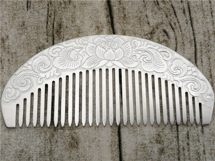 银梳子999纯银云南手工发梳清仓千足刮痧保健送女友雪花熟银梳子