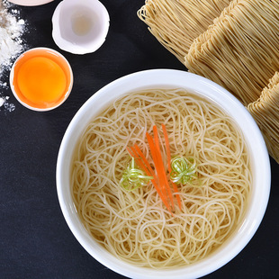 【一麦圆】鸡蛋银丝外海面600g 广东江门李记竹升面手工盒装面条