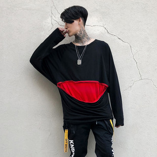 蝙蝠衫长袖t恤男