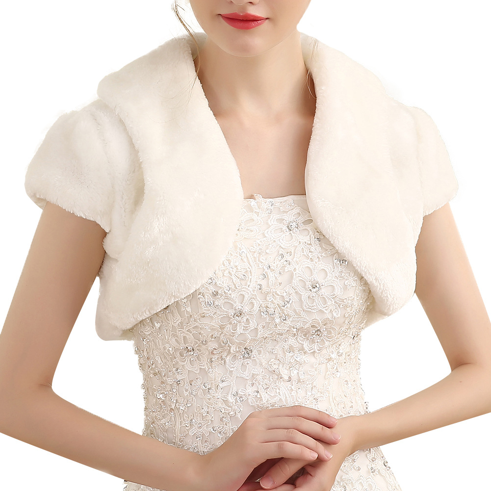 秋冬保暖毛绒无袖坎肩新娘结婚礼服毛绒披肩加厚外贸跨境一件代发