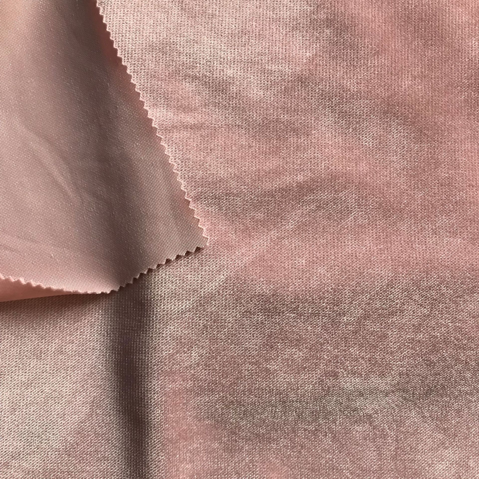 2018年童装流行面料 斜纹亮丝绒 经编 扁平斜纹 现货供应