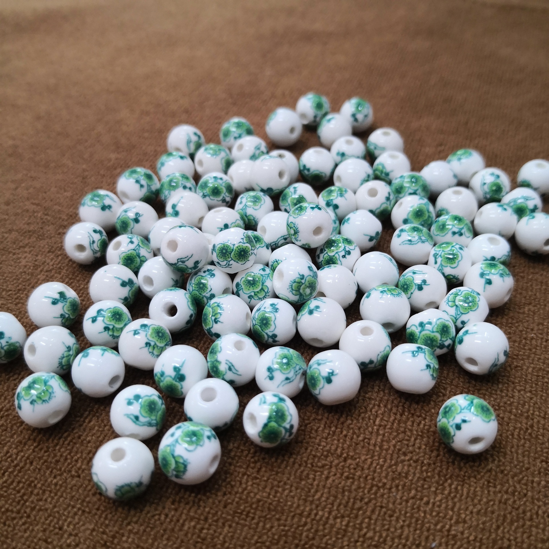 陶瓷珠子散珠 diy 8mm贴花圆珠 陶瓷饰品配件 手链项链配件 厂家