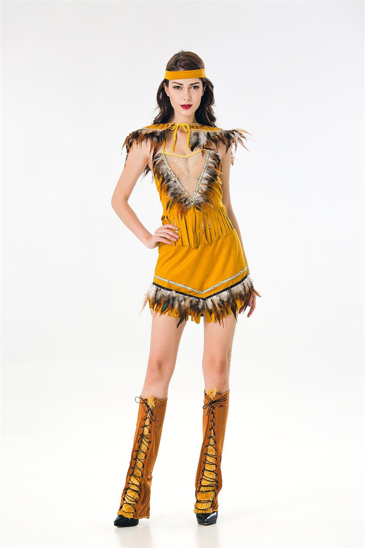 万圣节cos新款表演服野人女土著人非洲原始人印第安人角色服代发