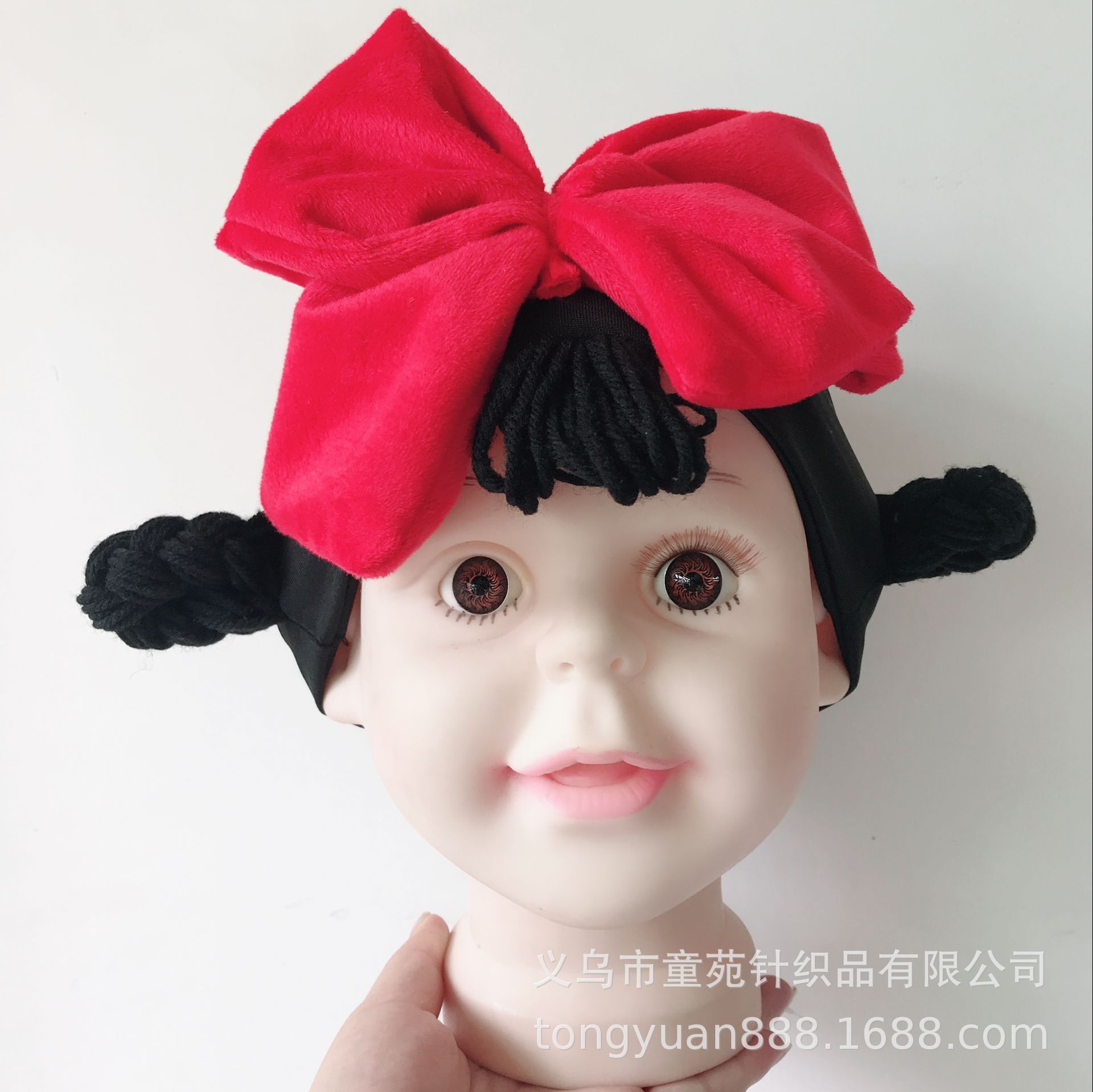 2022韩版新款儿童发饰 diy手工可爱假发辫子蝴蝶结头饰婴儿发带批