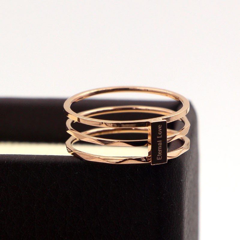 j5-208三层镂空eternal love英文玫瑰金戒指指环 潮人时尚对戒