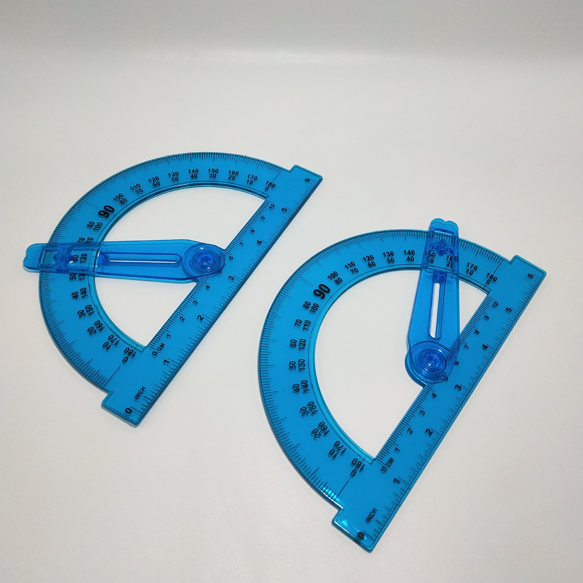 厂家定制 塑料半圆量角器 学生绘图工具 透明15厘米半圆尺