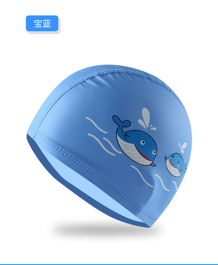 儿童泳帽卡通男女童防水护耳舒适专业pu涂层定制logo游泳帽m007