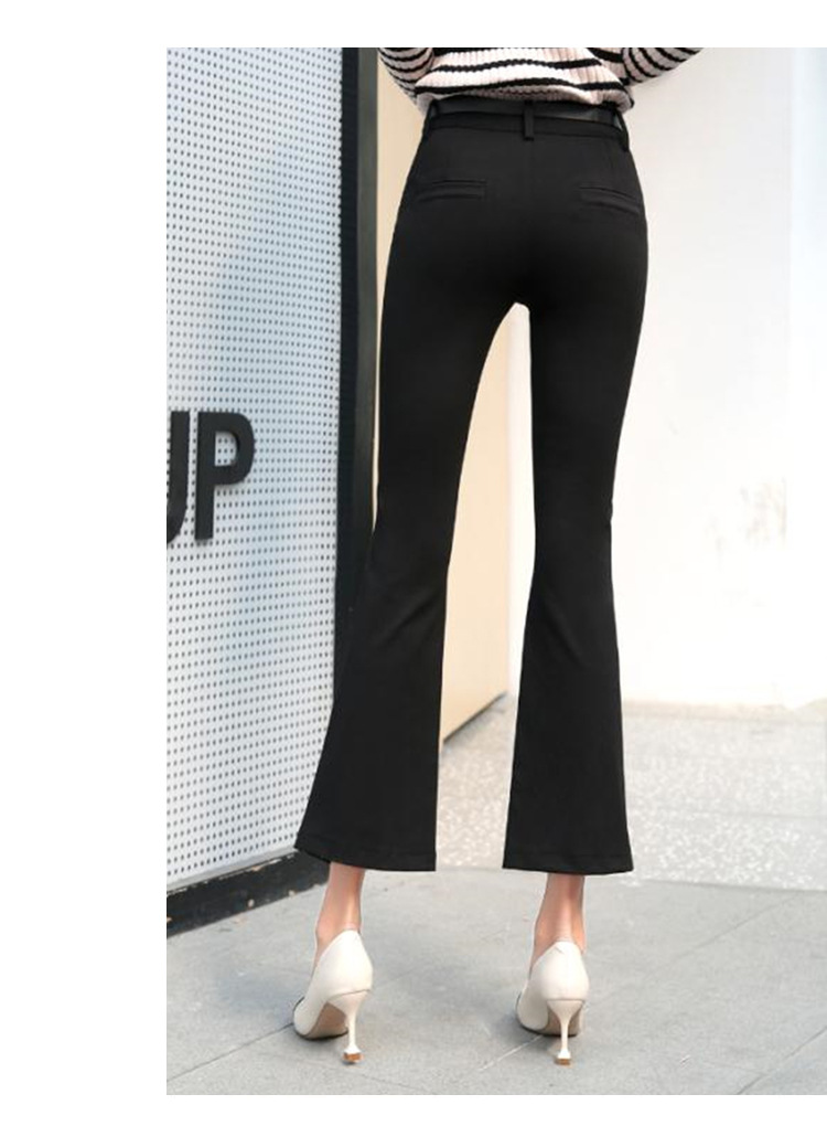 实拍2018新款秋冬韩版显瘦高腰九分鱼尾微喇叭裤女垂感西装裤子