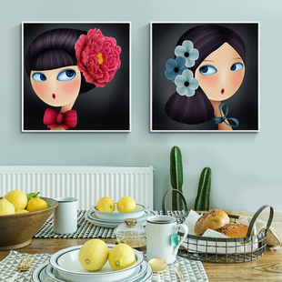 钻石画满钻新款客厅卧室餐厅走廊卡通美女头像点钻十字绣满钻圆钻