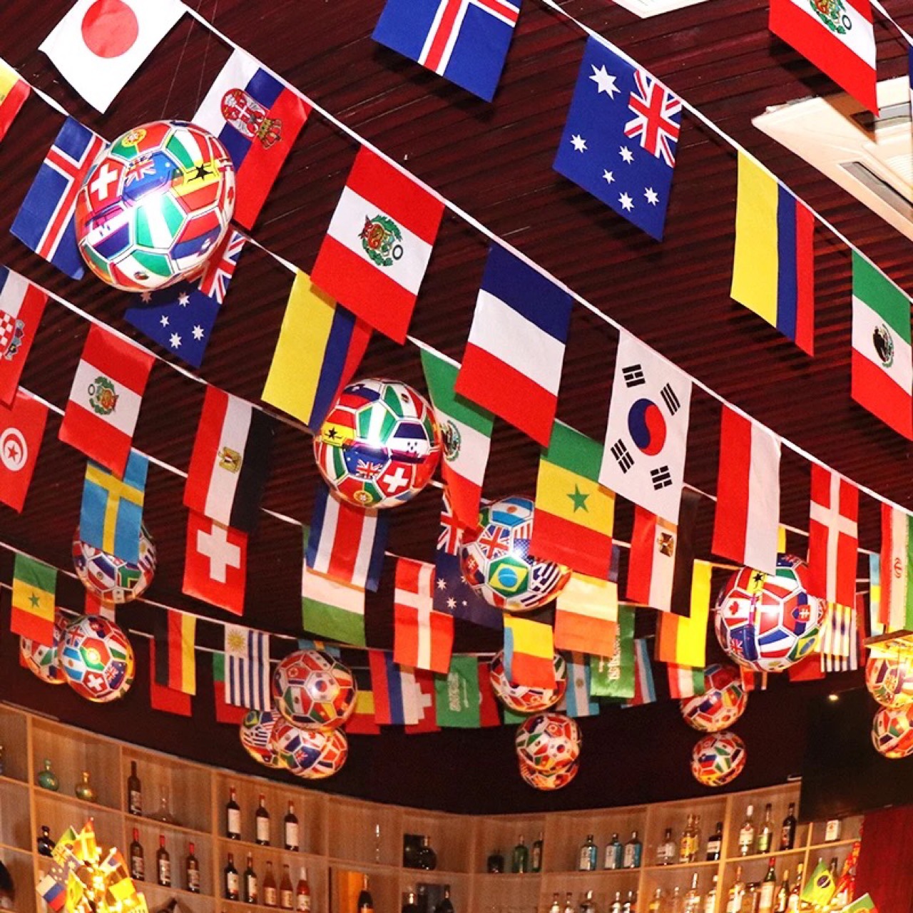 世界杯装饰酒吧主题挂饰串旗彩票店国旗吊旗装饰品