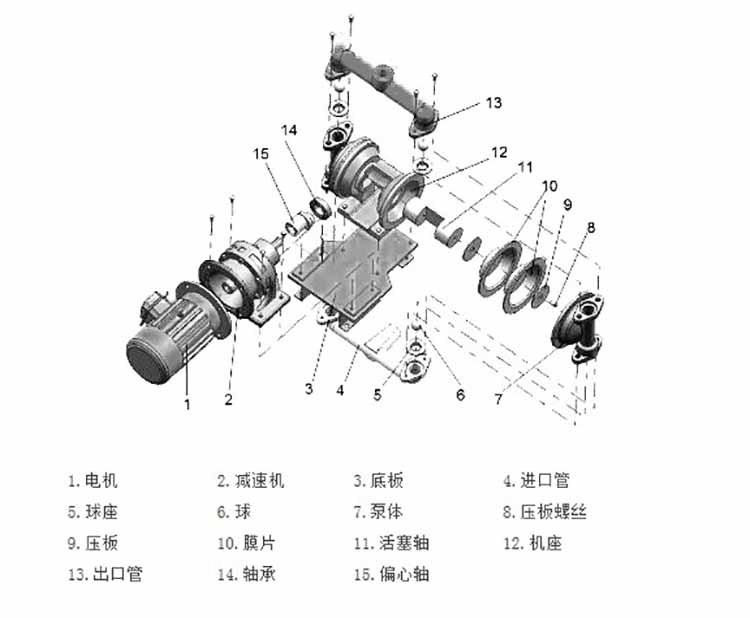 隔膜泵各部件名称图解图片