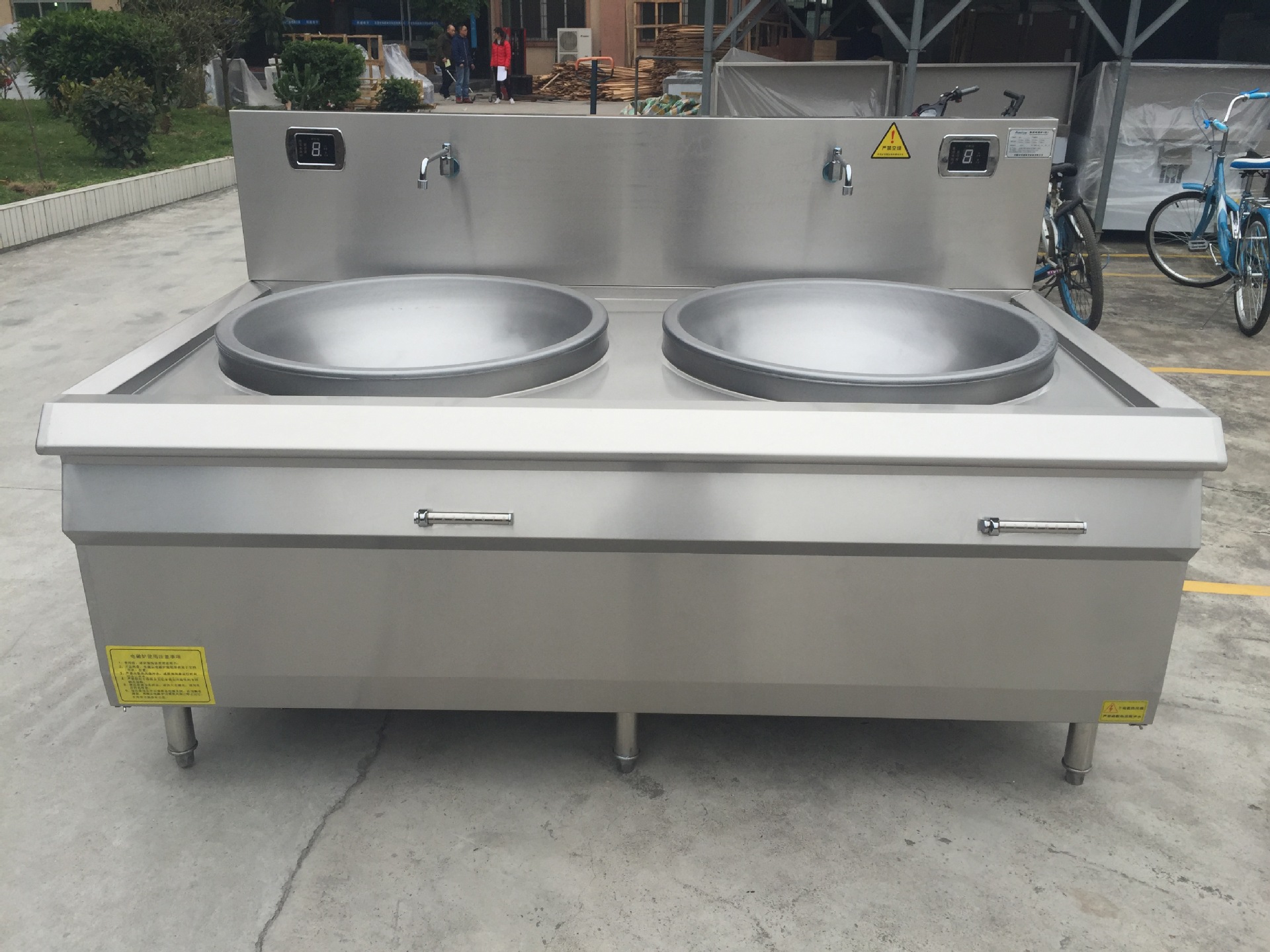 电磁双头大锅灶 双头电磁大锅灶 双头电磁炉 食堂双头大炒炉