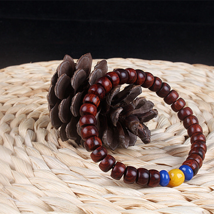 海南黄花梨女士单圈diy佛珠手串老料高密苹果珠女士木质手串