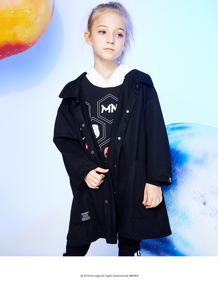 玛囡潮牌童装厂家直销2018春儿童上衣外套男女童中长款衬衫t2211