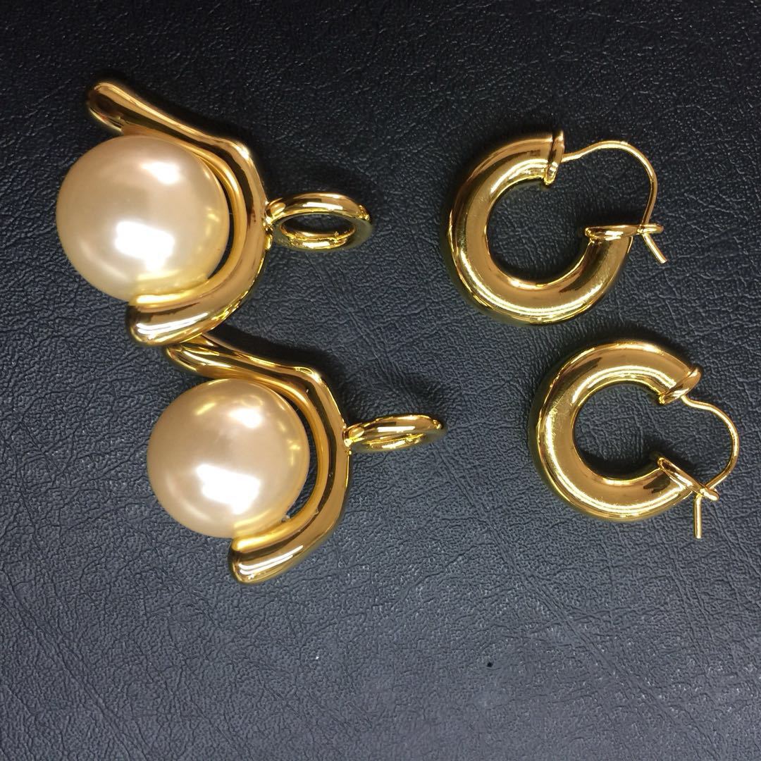 celin耳环简约金属风时尚潮人个性黄铜镀真金可拆卸耳钉