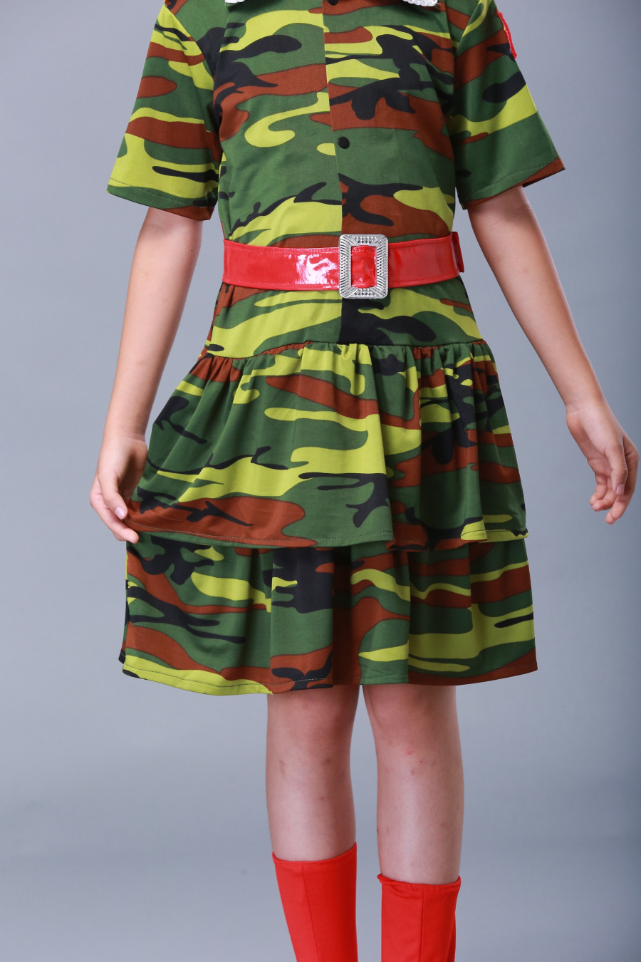 儿童兵娃娃演出服男童女童迷彩裙军服小女兵舞蹈服装少儿军装套