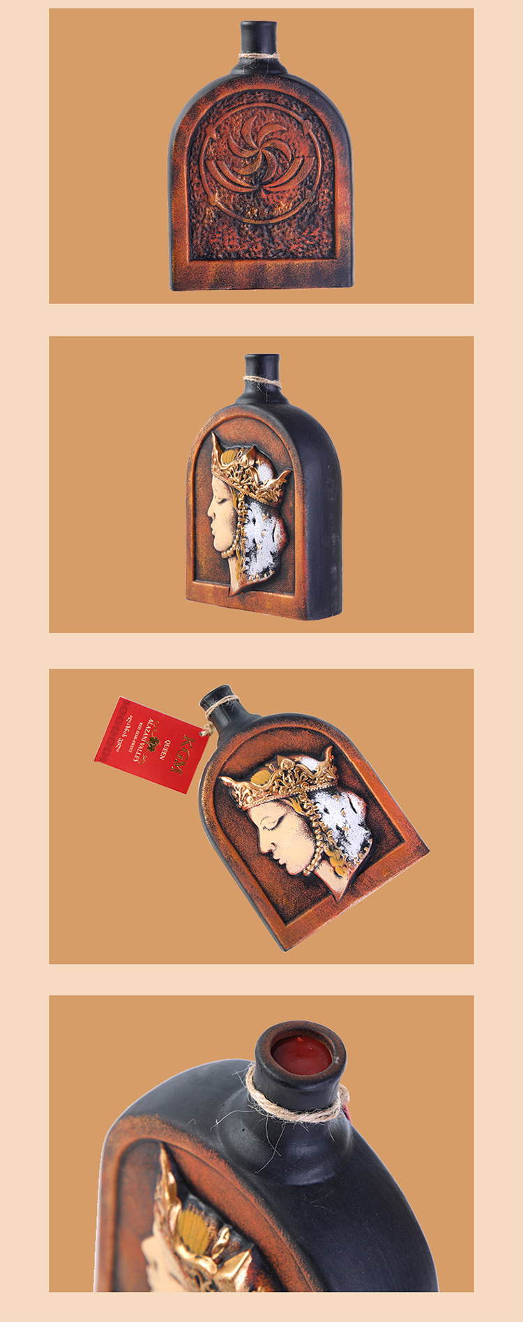 格鲁吉亚进口 半甜红葡萄酒 陶罐红酒 国王王后图案瓶身