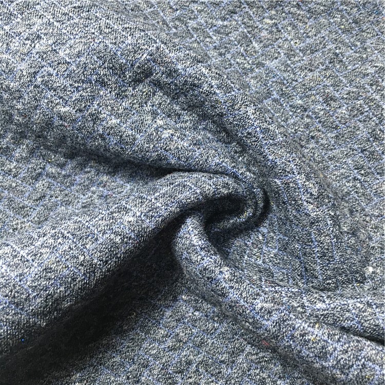 厂家供应针织新品 cvc段彩隔层波浪纹提花布 棉涤段彩提花