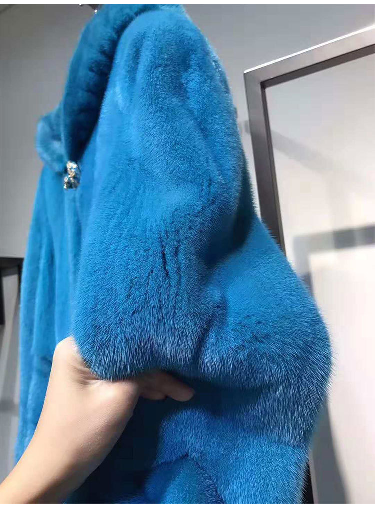 2019进口整貂天鹅绒母貂中长款带帽ab版女貂皮大衣水貂皮草批发