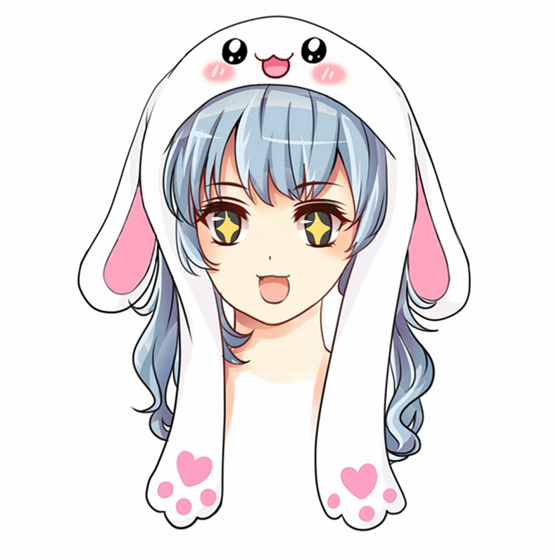 厂家直销抖音同款会动的兔耳朵帽子可爱卡通耳朵会动的气囊兔子帽